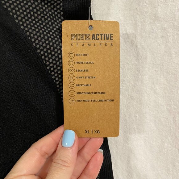 PINK Active Seamless High Waist Full Length‎ Tight Black Gray Size XL NWT - Picture 3 of 13